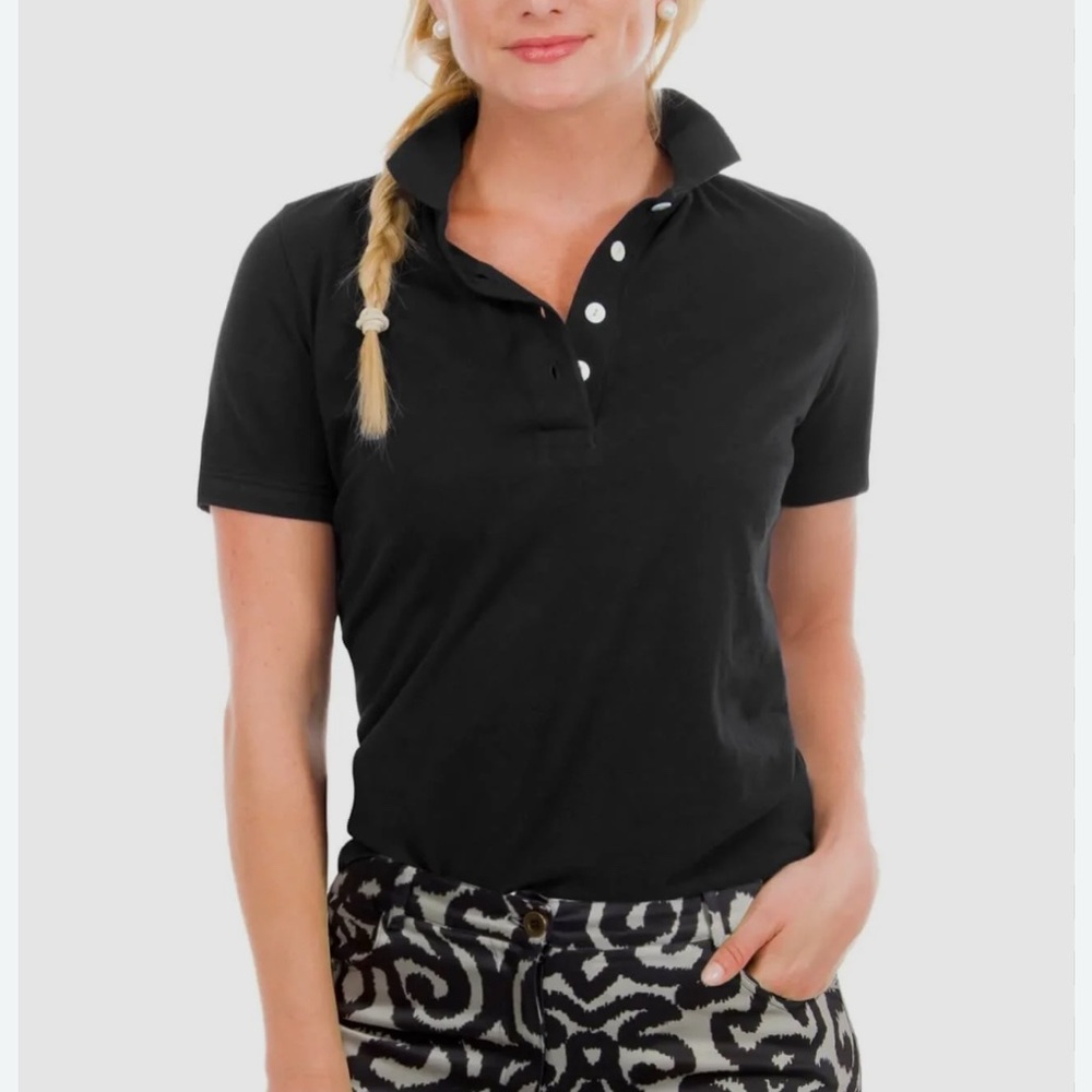 NWOT GRETCHEN SCOTT Black Polo Shirt S NEW